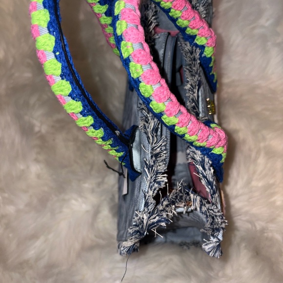 Aldo Stylish Denim Tote Bag with Colorful Patches - Picture 4 of 5